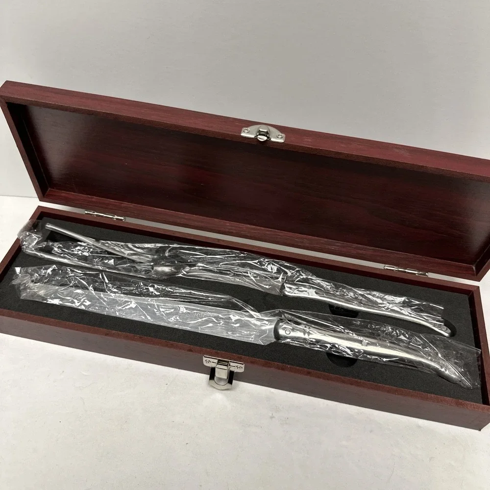 Slitzer Knife & Fork Carving Set Germany 2pc European-Style with Wooden Box